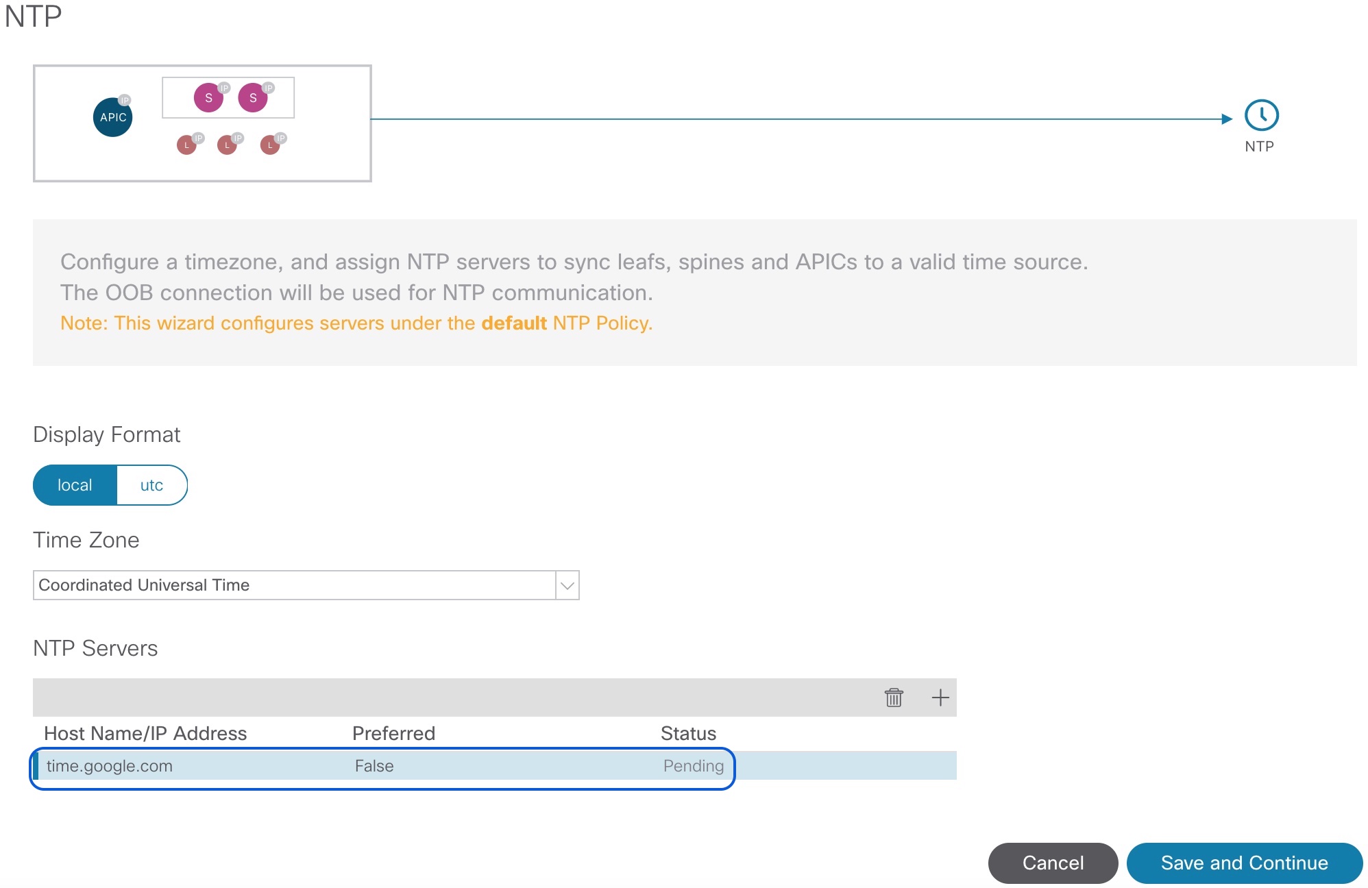 APIC NTP Configuration