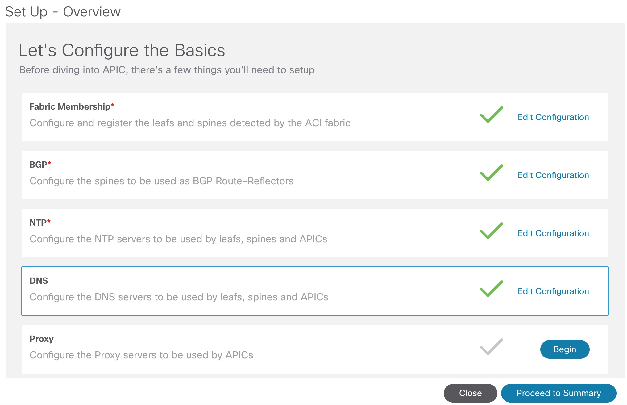 APIC setup overview