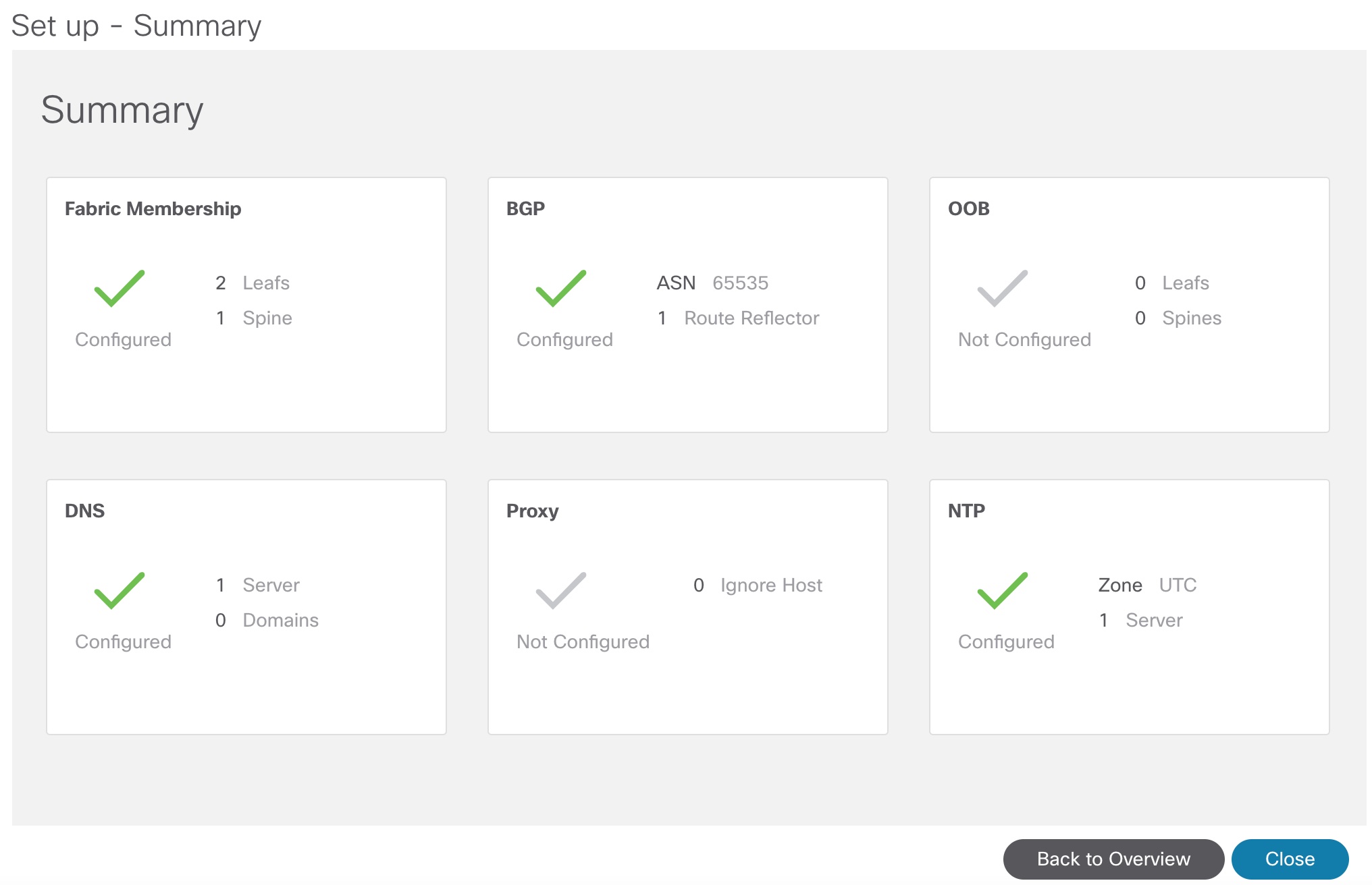 APIC setup summary