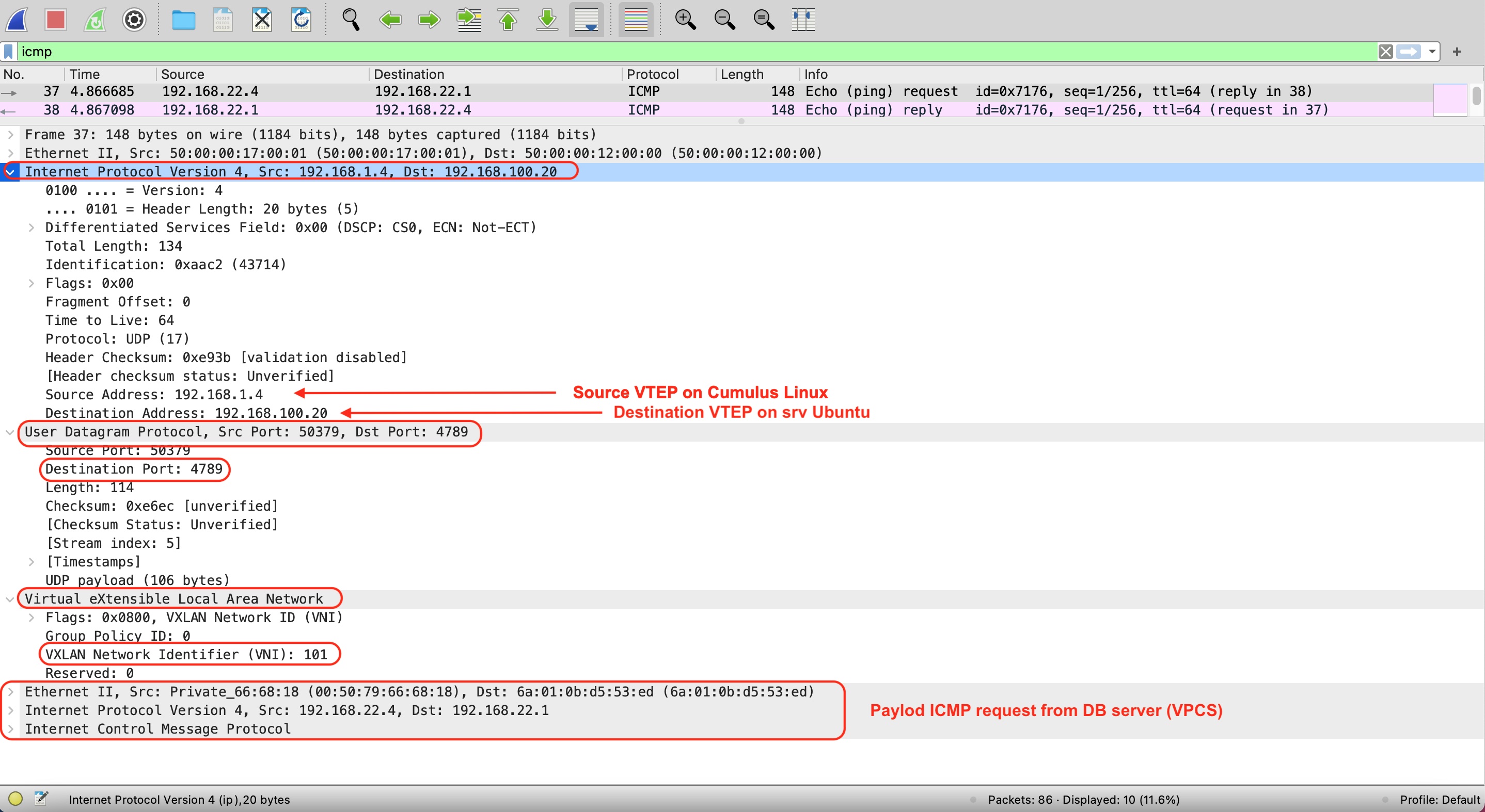 L2 frame, VxLAN, wireshark, packet capture, pcap